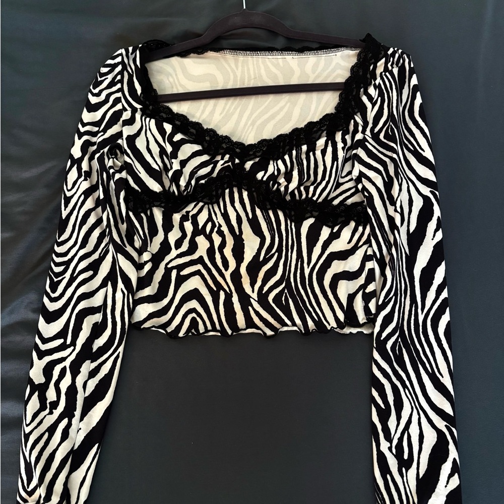 SHEIN Black and White Zebra Print Blouse